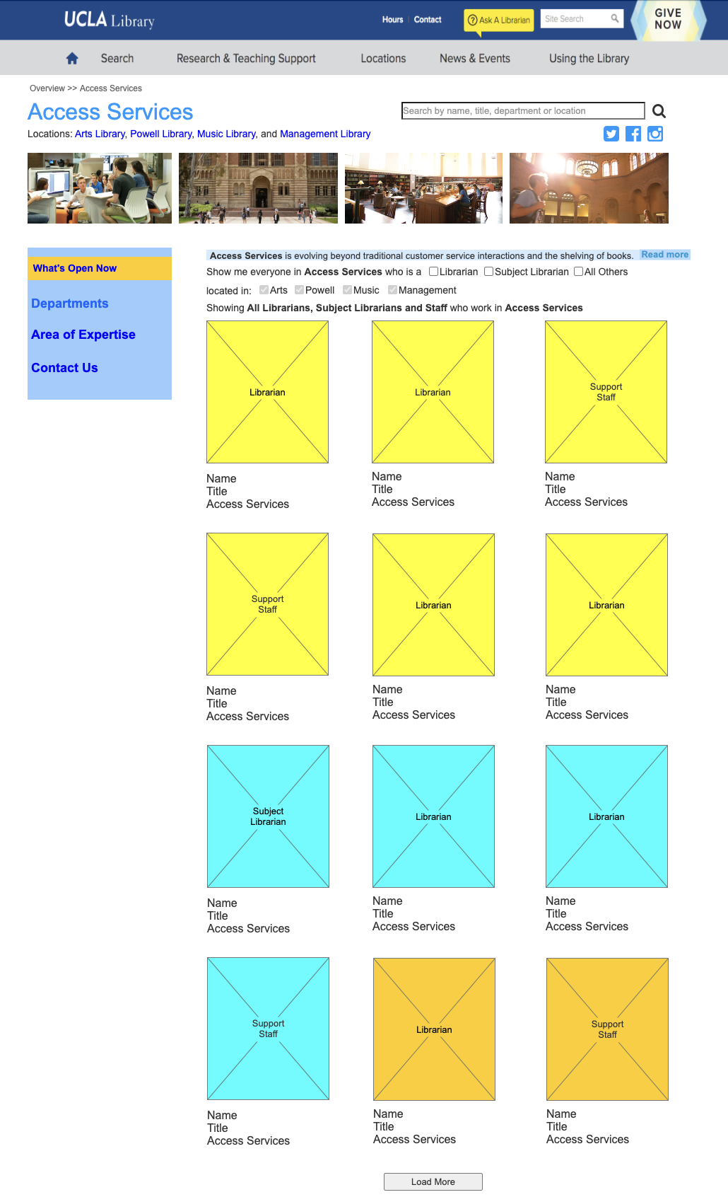UCLA Library Interactive Wireframe